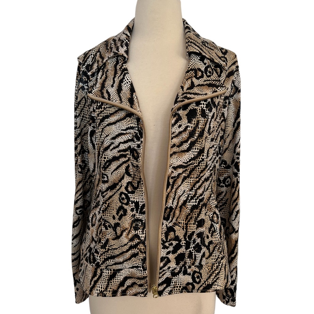 Milan‎ & Milan women’s Animal print jacket with doble collar front zip size M